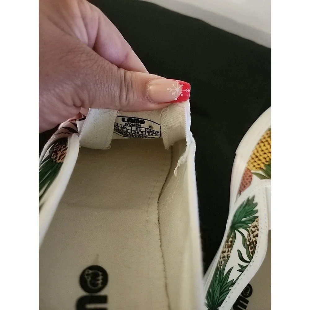 Lam Canvas Slip Ons. Memory Foam Insole - Pineapple - Size‎ 7.5 US